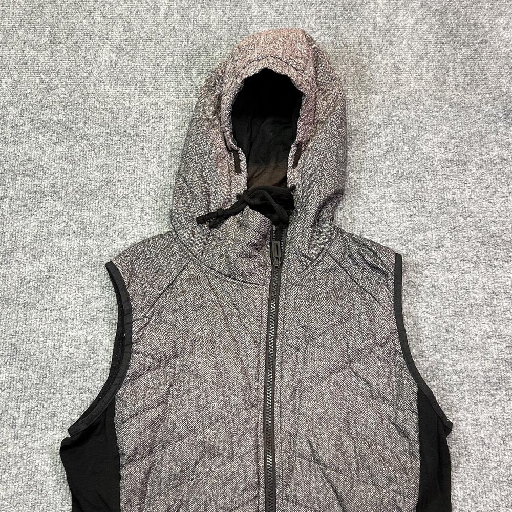 Smartwool Vest Womens Medium Gray Herringbone Hooded Full Zip Wool Lined Warm - Picture 2 of 10